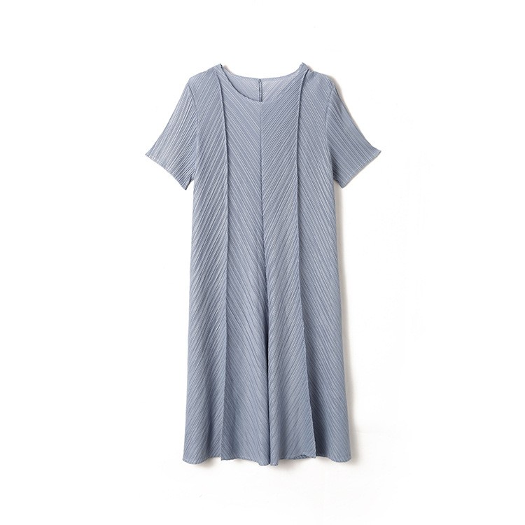 Sanzhai Luxury Dress Summer Cross border Women's Pleated French Edge Twill Loose Short Sleeve Holiday Skirt