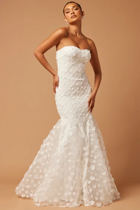 Carmen Floral Maxi Gown - White