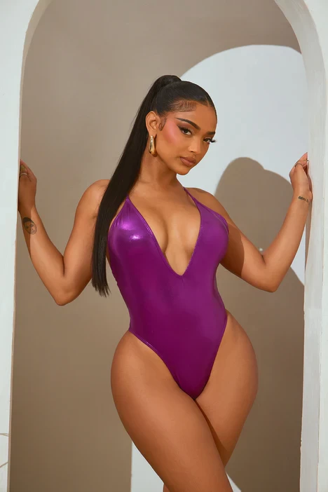 Ice Pop Metallic 1 Piece Swimsuit - Violet