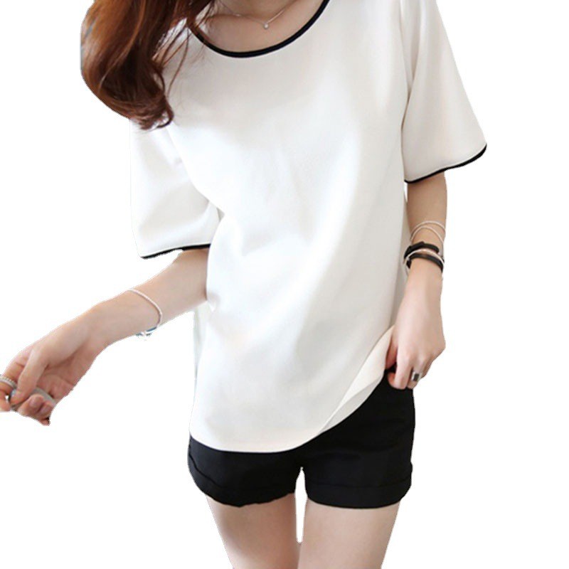 2023 summer new women's t-shirt short-sleeved top Korean version solid color large size half-sleeved bottoming shirt