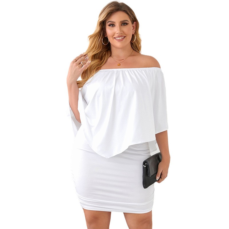 Shiying women's new sense tube top one word collar solid color backless sexy pullover high waist plus size dress for women