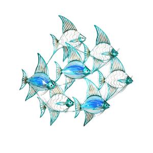Liffy Modern Style 42 Inches Home Decor Bedroom Wall Art Metal With Glass Blue Fish