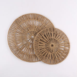 Unique Handmade Woven Natural Jute Rope placemat Wall Hanging Flat Plate Baskets Round for home Decor Wall Art