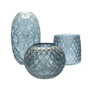 Wedding Home Decor Gold Diamond Color Glass Crystal Luxury Flower Vase