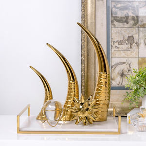 Hot sale ox horn shape sublimation ceramic ornaments luxury home decor