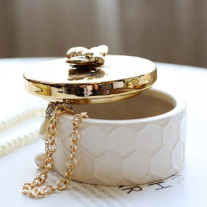 Ceramic Gold Plated Bee Jewelry Box For Household Home Decoration