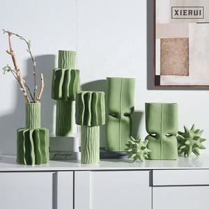 Modern Nordic Avocado Series Luxury Porcelain Ornament Home Decor Creative Tabletop Ceramic Vase Set