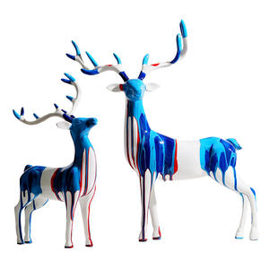 Nordic Art Splash Color Deer Ornaments Light Luxury High-end Creative Living Room Porch Desktop Home Decoration Gift Deer figure