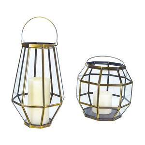 2020 large outdoor hotel wedding antique brass metal Glass Candlestick For Home Decoration