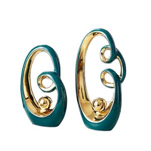 2021 New Design Decoration Ornaments Luxury green Gold Ceramic Home Decor