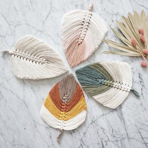 Small Macrame Feather Macrame Modern Wall Hanging Macrame Leaf Boho Home Decor