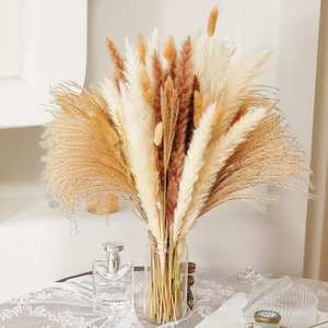 UO 100PCS Dry Florals For Home Decor Natural Flower Pampas Grass Boho Decor Wedding Flower Arrangement for Home Decoration