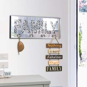 Crystal Clear Hooks Key Holder Home Decor Crush Diamond Mirrored Luxury Sparkle Family Letter Plaque Sign Mirror Wall Decor