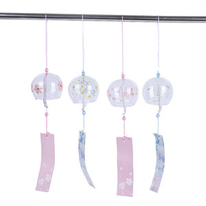Mixed Order One-Stop Service Sakura Cherry Blossom Pattern Japanese Style Glass Wind Chimes Hanging Craft Wind Bell Home Decor