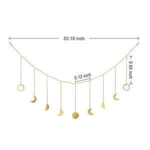 Gold Moon Phase Wall Hanging Moon Garland Decor Boho Home Decoration Shining Moon Hang Art Ornaments for Bedroom Headboard