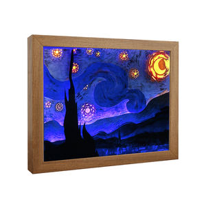 Van Gogh Frames Picture Frame Photo Starry Sky Led Night Light Shadow Box 3D Lamp Fancy Lights For Home Decor