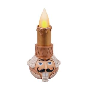 Amazon Hot Selling Rose Gold Resin Christmas Nutcracker-shaped home decoration LED Candle with Moving Flame