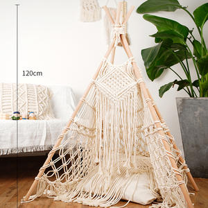 Nordic Hand-woven Macrame Wooden Stick Kids Cotton Net Tent Home Decor