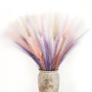 Artificial Pampass Grass Gradient Pink Gray Color Faux Flower Wedding Decoration Home Decoration Fluffy Pampas Grass Decor
