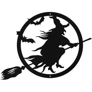 Happy Halloween Witch Modern Metal Wall Art Home Decor
