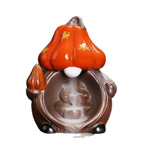 Incense Burner Cute Mushroom Incense Holder, Handmade Ceramic Waterfall Backflow Incense Burner, Home Decoration