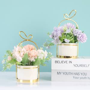 Artificial Flower Plants Living Room Home Decoration Ceramic Pot With Flower