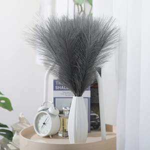 New Arrival Small Artificial Silk Pampas Grass Bush Faux 18'' Fluffy Wedding Home Decor Decoration