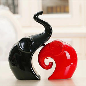 modern home decorative items elephant Ornament red black Ceramics home decor items for living room bedroom