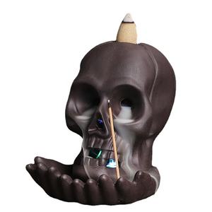 Creative Skeleton Decor With LED Light Backflow Incense Holder Stock Backflow Stick Incense Burner Ceramic Censer Home Decor