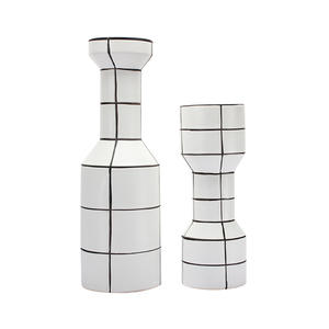 2022 Factory Outlet Nordic Creative Home White Ceramic Vase Striped Craft Ornaments Home Decorations