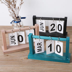 Wooden Page Turning Desk Calendar Wooden Flipping Calendar Creative Simple Standing Calendars Decorations for Home Decor