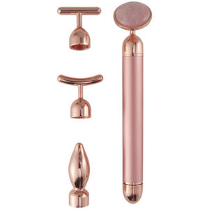 Amazon Hot Sale Jade Roller Improved Premium Quality Rose Quartz Uni-body Metal Frame Jade Roller for face