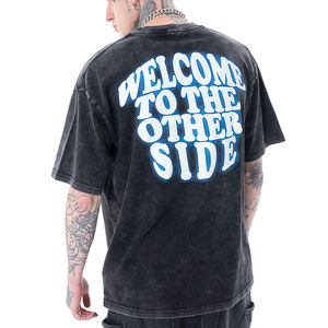 Mens clothes oversize tshirt heavyweight cotton blank acid wash t-shirt custom graphic vintage t shirt Plus Size Men's Shirts
