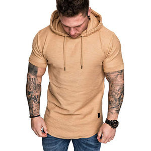 Hot selling summer 2022 Eur size men clothes solid bamboo fiber casual short sleeve hoodies Gym men t shirt
