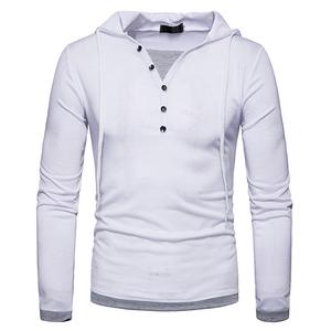 Sidiou Group Casual Men Clothes Slim Long Sleeve Tee Shirts Hooded Casual V Neck T-Shirt