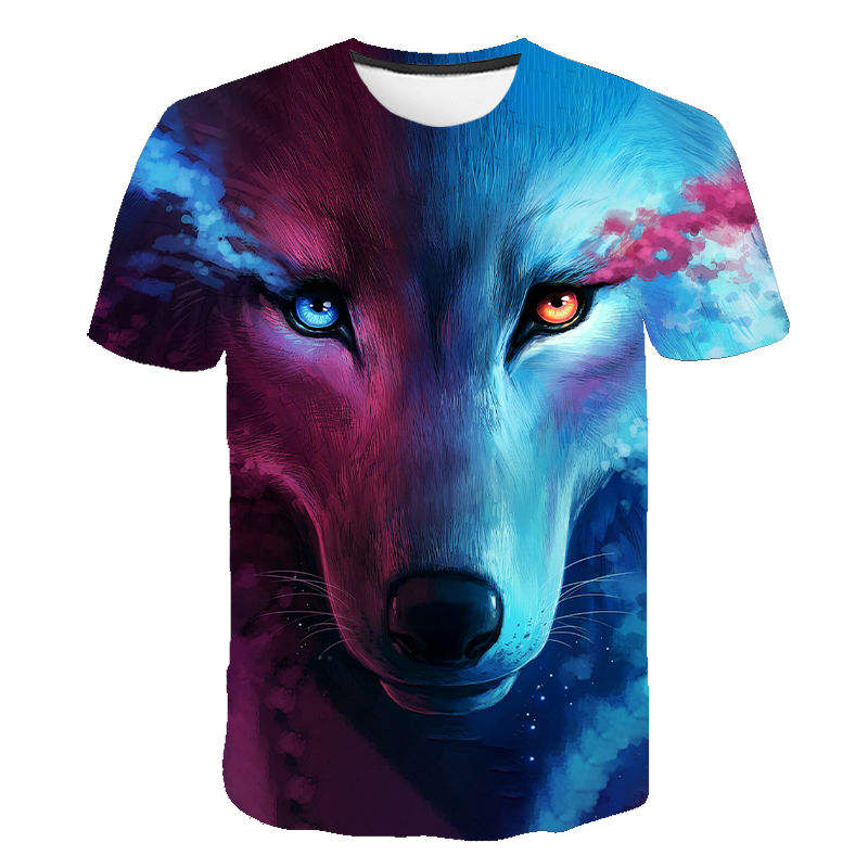 2021 Summer Men Clothes 3D Print Wolf T-Shirt Casual Short Sleeve Cool Tees O-Neck Fashion T-shirt