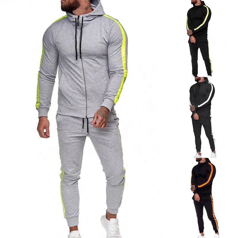 Zipper Tracksuit Men Set Sporting 2 Pieces Sweat suit Men Clothes Printed Hooded Hoodies Jacket Pants Track Suits Male