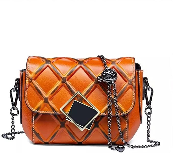 Thick Vintage Plaid Ladies Leather Handbag Ladies One Shoulder Messenger Bag Ladies Chain Bag Handbag