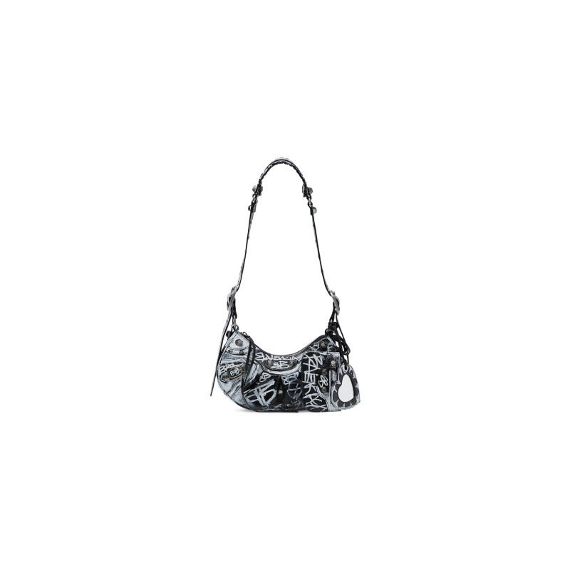 WOMEN'S LE CAGOLE XS SHOULDER BAG GRAFFITI IN BLACK