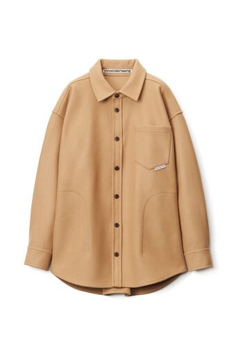 oversized shirt jacket in melton wool