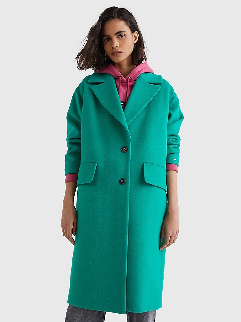 TH MONOGRAM RELAXED FIT SOLID OVERCOAT