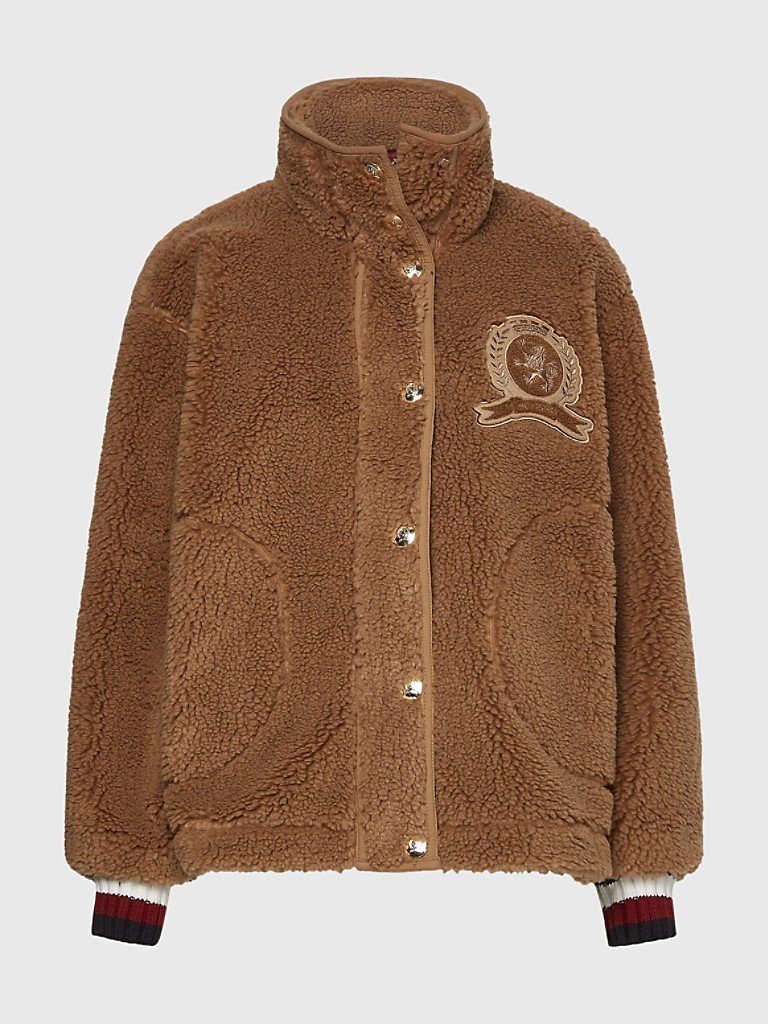 FAUX FUR VARSITY JACKET