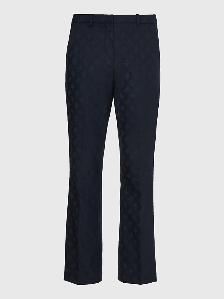 TH MONOGRAM KICK FLARE SLIM FIT TROUSERS