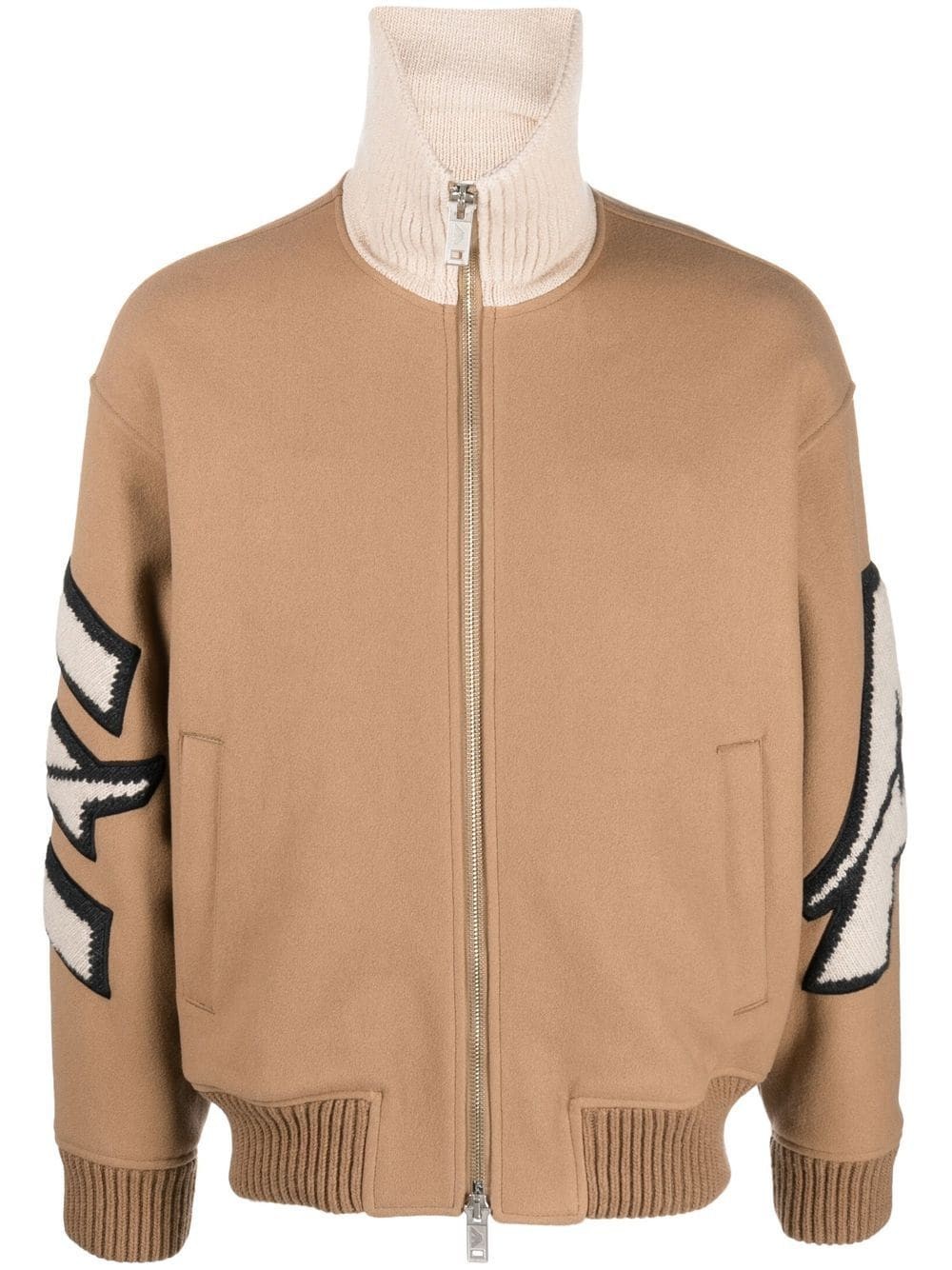 appliqué-logo zip-up bomber jacket