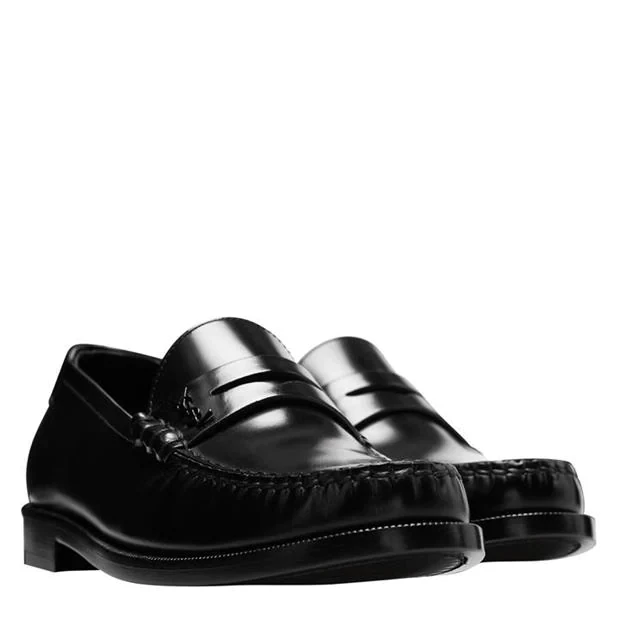 LOGO APPLIQUED LEATHER LOAFERS