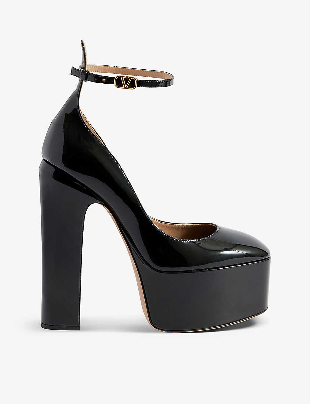 Tan Go patent leather platform courts