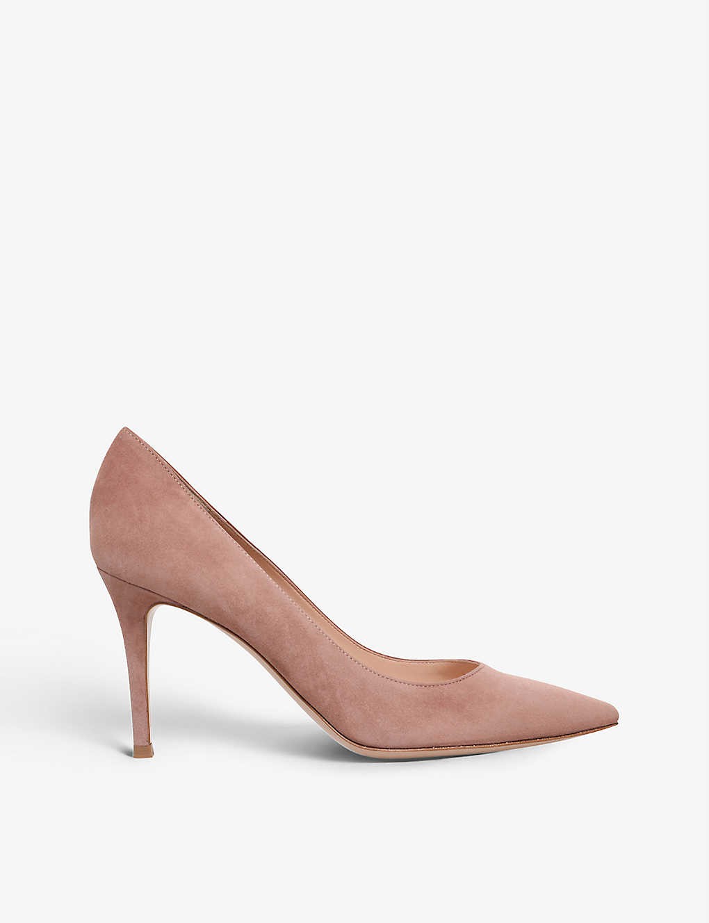 Pointed-toe suede court heels