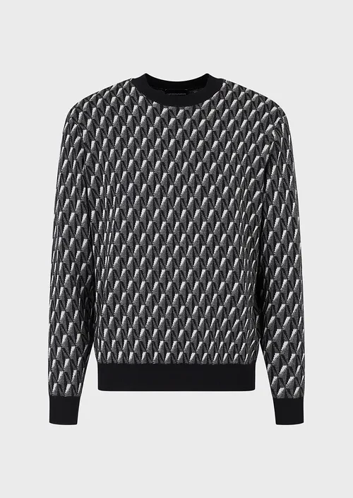 Pure virgin-wool jumper with jacquard pattern