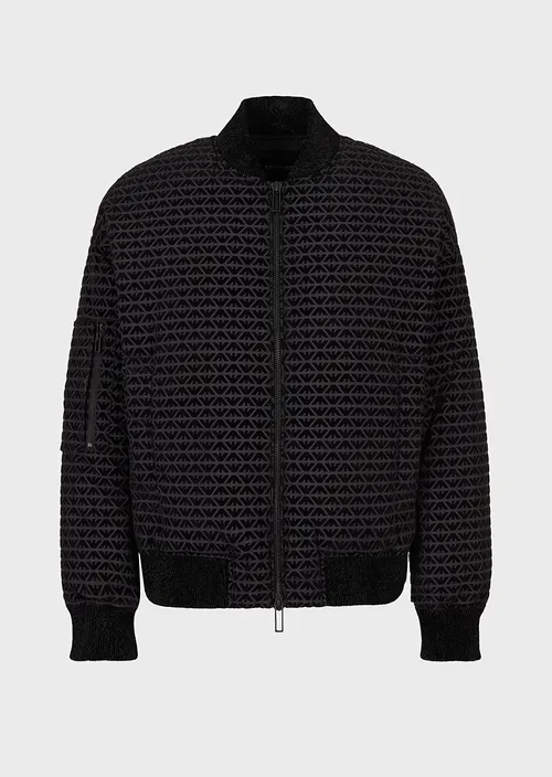 Water-repellent puffer jacket with all-over flocked nylon eagle