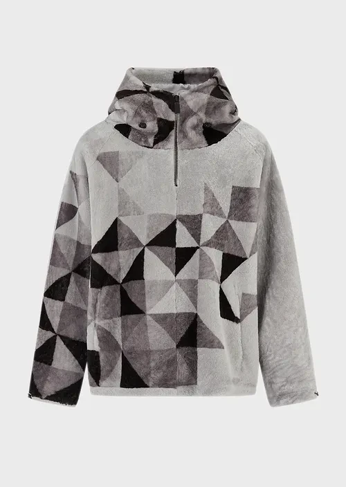 Printed Merino shearling lamb anorak